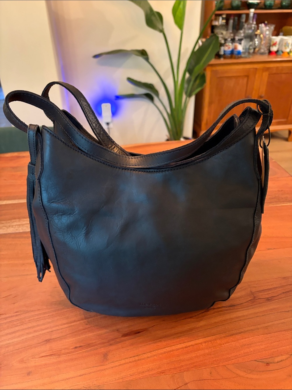 Margot Black Leather Hobo Bag NWT